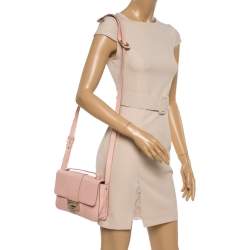 Pre Owned Jimmy Choo Light Pink Leather Rebel Top Handle Bag
