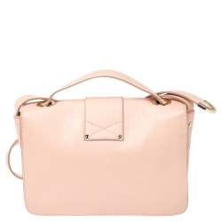 Pre Owned Jimmy Choo Light Pink Leather Rebel Top Handle Bag