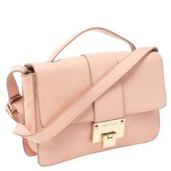 Pre Owned Jimmy Choo Light Pink Leather Rebel Top Handle Bag