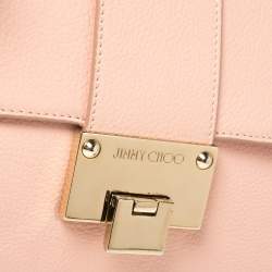 Pre Owned Jimmy Choo Light Pink Leather Rebel Top Handle Bag