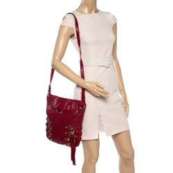 Jimmy Choo Red Perforated Leather Brina Shoulder Bag