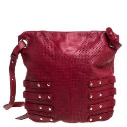 Jimmy Choo Red Perforated Leather Brina Shoulder Bag