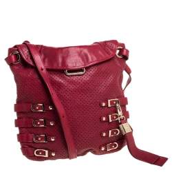 Jimmy Choo Red Perforated Leather Brina Shoulder Bag