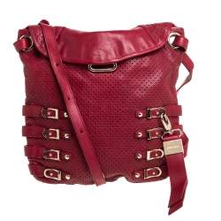 Jimmy Choo Red Perforated Leather Brina Shoulder Bag