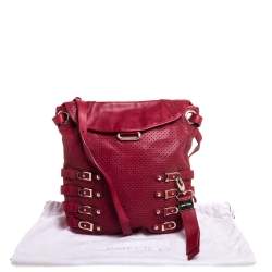Jimmy Choo Red Perforated Leather Brina Shoulder Bag