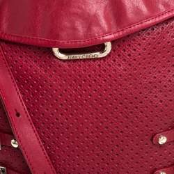 Jimmy Choo Red Perforated Leather Brina Shoulder Bag