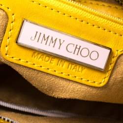 Pre Owned Jimmy Choo Mustard Leather Isola Fringe Studded Hobo