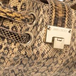 Pre Owned حقيبة كتف جيمي تشو رامونا جلد ثعبان الماء كريمي/ أسود  