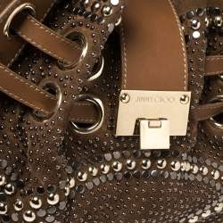 Pre Owned حقيبة يد جيمي تشو رامونا مرصعة جلد و سويدي بني