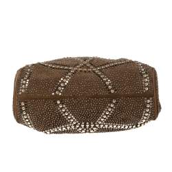 Pre Owned حقيبة يد جيمي تشو رامونا مرصعة جلد و سويدي بني