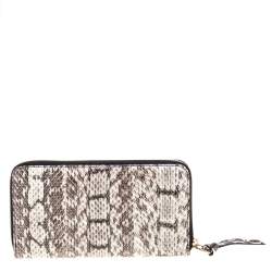 Pre Owned Jimmy Choo Snakeskin Pippa Zip Around Wallet