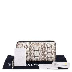 Pre Owned Jimmy Choo Snakeskin Pippa Zip Around Wallet