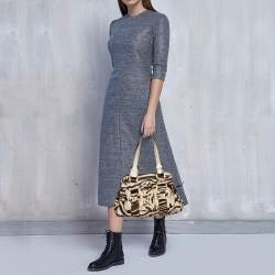 Pre Owned Jimmy Choo Brown/White Zebra Print Calfhair and Python Malena Satchel