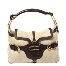 مملوكة مسبقًا Jimmy Choo Beige/Brown Shearling and Leather Tulita Hobo
