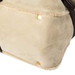 مملوكة مسبقًا Jimmy Choo Beige/Brown Shearling and Leather Tulita Hobo