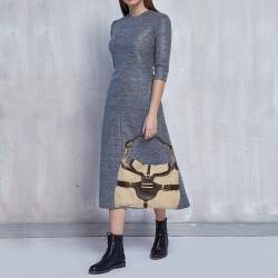 مملوكة مسبقًا Jimmy Choo Beige/Brown Shearling and Leather Tulita Hobo