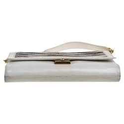 Jimmy Choo White Zebra Print Calfhair and Leather Flap Chain Shoulder Bag