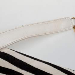 Jimmy Choo White Zebra Print Calfhair and Leather Flap Chain Shoulder Bag