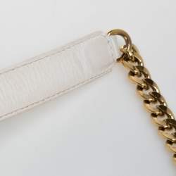 Jimmy Choo White Zebra Print Calfhair and Leather Flap Chain Shoulder Bag