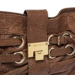 مملوكة مسبقًا Jimmy Choo Brown Leather Riki Chain Shoulder Bag