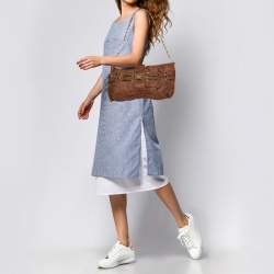 مملوكة مسبقًا Jimmy Choo Brown Leather Riki Chain Shoulder Bag