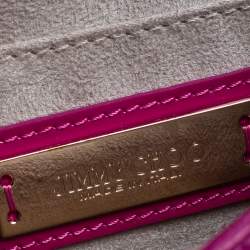 Pre Owned Jimmy Choo Fuchsia Patent Leather and Suede Rebel Top Handle Bag