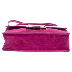 Pre Owned Jimmy Choo Fuchsia Patent Leather and Suede Rebel Top Handle Bag