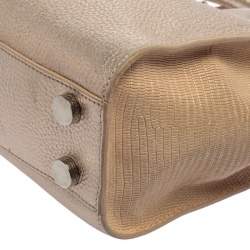 Jimmy Choo Light Rose Gold Leather and Lizard Embossed Riley Tote