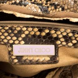 Jimmy Choo Beige/Brown Python and Suede Saba Hobo