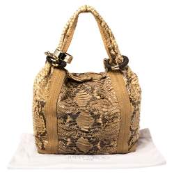 Jimmy Choo Beige/Brown Python and Suede Saba Hobo