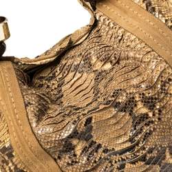 Jimmy Choo Beige/Brown Python and Suede Saba Hobo