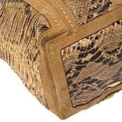 Jimmy Choo Beige/Brown Python and Suede Saba Hobo