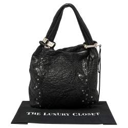 Pre Owned حقيبة هوبو جيمي تشو سابا متوسطة مزخرفة جلد مزخرف أسود