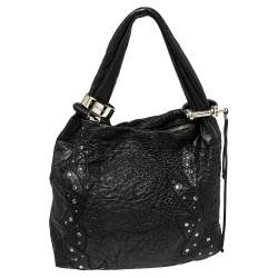 Pre Owned حقيبة هوبو جيمي تشو سابا متوسطة مزخرفة جلد مزخرف أسود