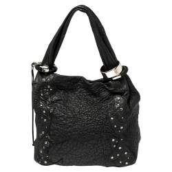 Pre Owned حقيبة هوبو جيمي تشو سابا متوسطة مزخرفة جلد مزخرف أسود