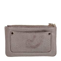 Pre Owned Jimmy Choo Metallic Grey Leather Nancy Star Studded Key Pouch