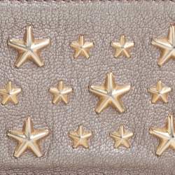 Pre Owned Jimmy Choo Metallic Grey Leather Nancy Star Studded Key Pouch