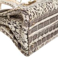 Pre Owned حقيبة ساتشل جيمي تشو روسالي جلد ثعبان بني/ أبيض كريمي