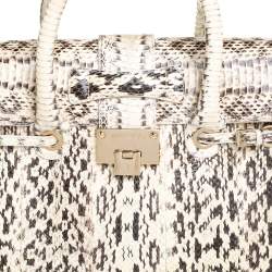 Pre Owned حقيبة ساتشل جيمي تشو روسالي جلد ثعبان بني/ أبيض كريمي