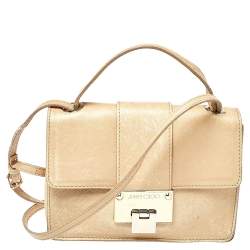 Jimmy Choo Beige Leather Rebel Top Handle Bag