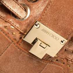 Pre Owned حقيبة جيمي تشو ريكي سويدي برتقالي/ذهبي