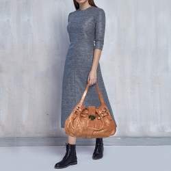 Pre Owned حقيبة جيمي تشو ريكي سويدي برتقالي/ذهبي