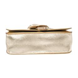 مملوكة مسبقًا حقيبة كتف جيمي تشو جلد مجدول ذهبي قفل قلاب 