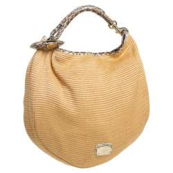 مملوكة مسبقًا حقيبة هوبو جيمى تشو سكاي حافة جلد ثعبان و رافيا بني فاتح