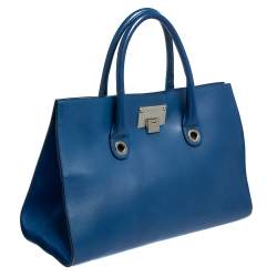مملوكة مسبقًا Jimmy Choo Blue Leather Riley Tote