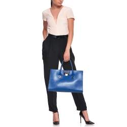 مملوكة مسبقًا Jimmy Choo Blue Leather Riley Tote