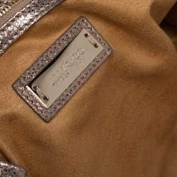 Pre Owned حقيبة جيمي تشو رانيه جلد ذهبي ميتاليك منقوش 