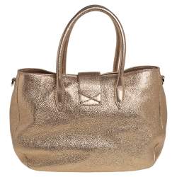 Pre Owned حقيبة جيمي تشو رانيه جلد ذهبي ميتاليك منقوش 