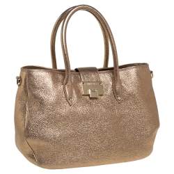 Pre Owned حقيبة جيمي تشو رانيه جلد ذهبي ميتاليك منقوش 