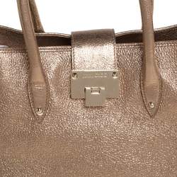 Pre Owned حقيبة جيمي تشو رانيه جلد ذهبي ميتاليك منقوش 